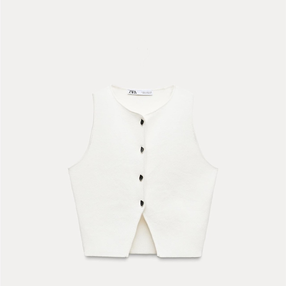 Zara basic knit top with silver buttons